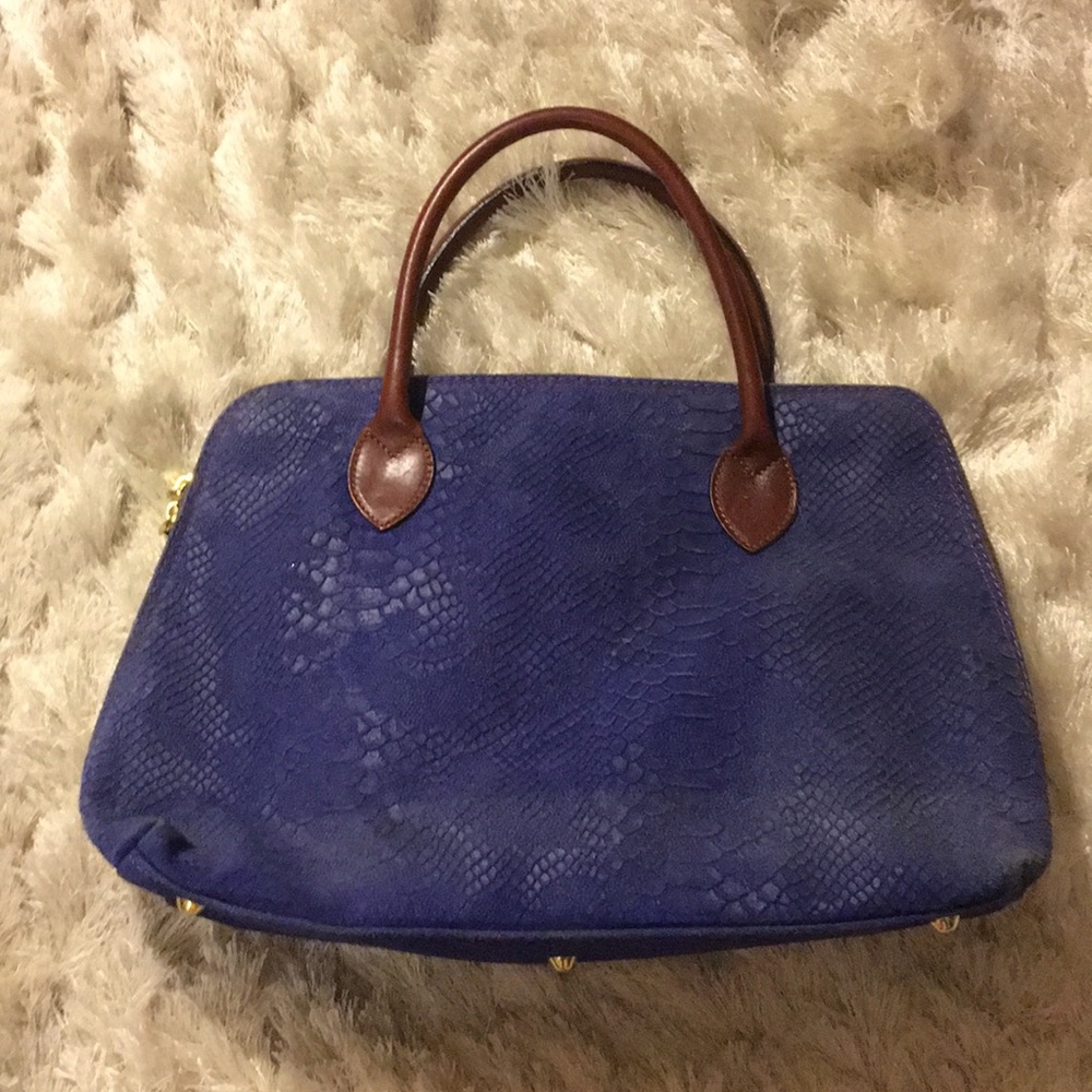 100% Italian Leather Blue Work Handbag Briefcase